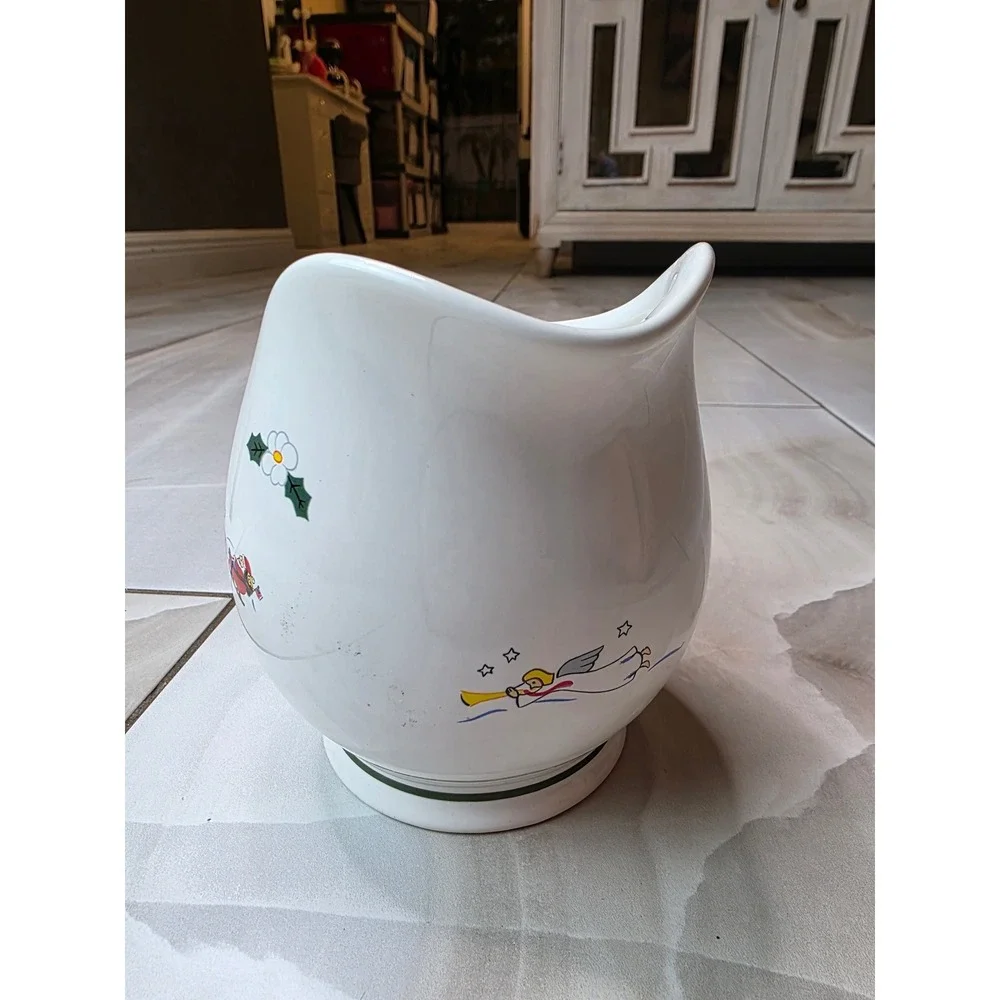 Pfaltzgraff Christmas Heritage‎ Pitcher Santa Sleigh Reindeer USA Stoneware W1
